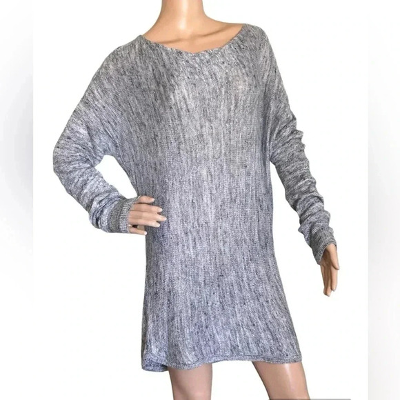 Vince Linen Blend Lagenlook Lightweight Longsleeve Slouchy Boatneck Sweater Sz L - Picture 5 of 11